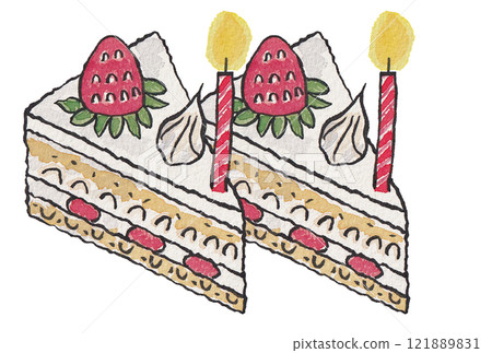 手繪水彩畫兩幅（圖畫字母）《生日蛋糕》 121889831