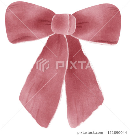 Red Coquette ribbon bow watercolor illustration 121890044
