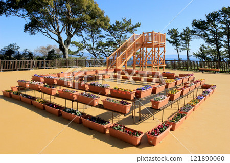 Scenery with an observation deck overlooking the sea Scenery with an observation deck overlooking the sea 121890060