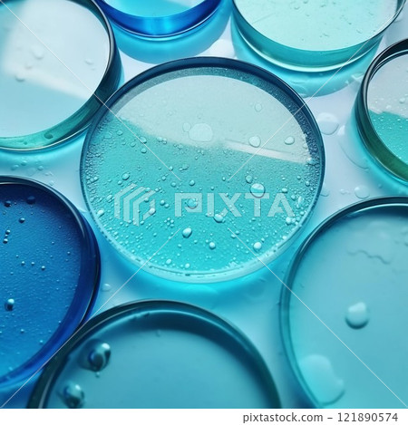 抽象方形橫幅。透明玻璃般的藍綠色圓點圖案。 AI生成影像 抽象方形橫幅。透明玻璃般的藍綠色圓點圖案。 AI生成影像 121890574