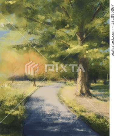 Illustration of a walking path Illustration of a walking path 121890867