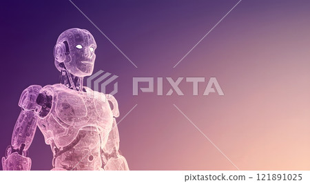 Transparent Futuristic Robot with Glowing Interior Design 121891025