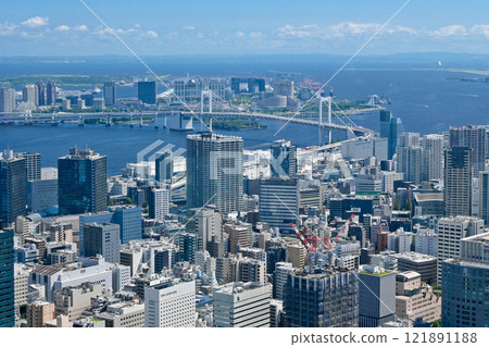 View of Tokyo cityscape and skyscrapers from Tokyo Tower 121891188