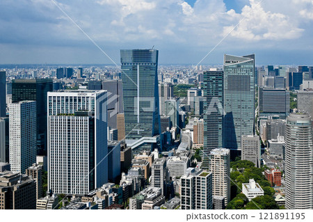 View of Tokyo cityscape and skyscrapers from Tokyo Tower 121891195