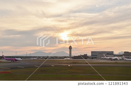 Chitose Airport at sunset 121891343