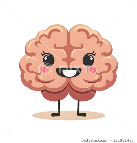 Cute Cartoon Brain Character with Happy Face Cute Cartoon Brain Character with Happy Face 121891455
