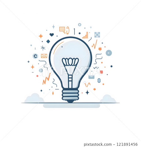 Minimalistic Lightbulb Idea Concept with Abstract Elements Minimalistic Lightbulb Idea Concept with Abstract Elements 121891456