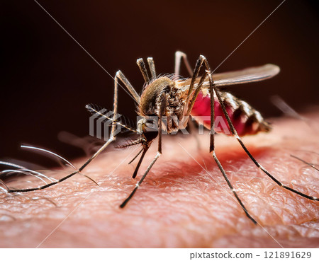 Aedes mosquito biting and causing disease 121891629