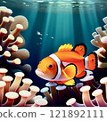 Sea anemone and anemone fish 121892111
