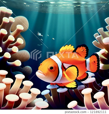 Sea anemone and anemone fish 121892111