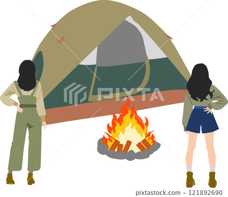 Illustration of a tent being set up 121892690