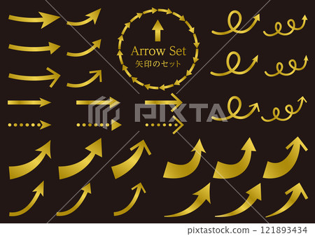Arrow Rising Upward Arrow Gold Icon Set Arrow Rising Upward Arrow Gold Icon Set 121893434