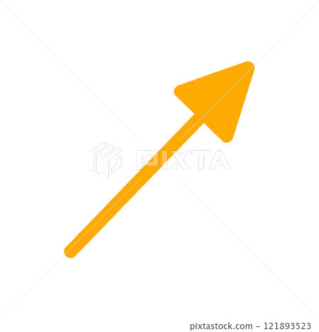 Illustration of an arrow pointing diagonally upwards to the right 121893523