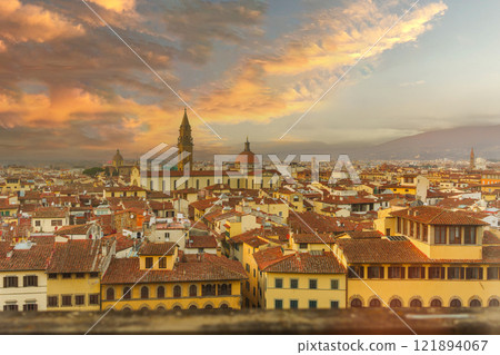 Florence at sunset with the Basilica of Santo Spirito 121894067