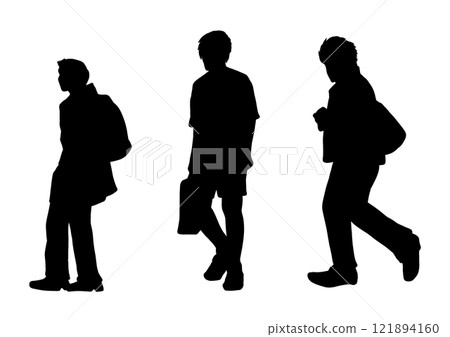 Person full body pose silhouette set 121894160