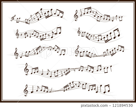 Waving musical note melody decoration set 121894530