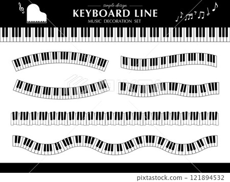 Piano keyboard line decorative frame set Piano keyboard line decorative frame set 121894532