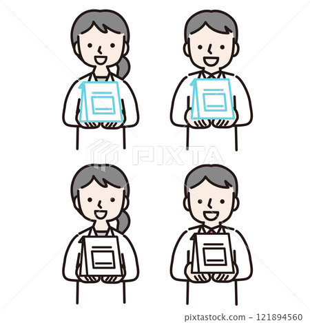 Men and women in white coats holding medicine bags: Illustration material Men and women in white coats holding medicine bags: Illustration material 121894560