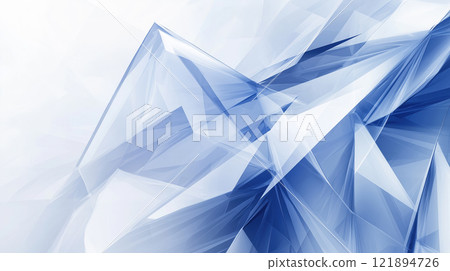 Abstract background with blue and white shapes, symmetrical composition. AI-generated item 121894726