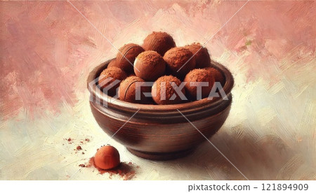 Chocolate truffles in ceramic ware 121894909