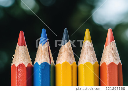 Colorful pencils background. AI-generated item 121895168