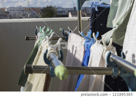 Laundry dried on the veranda Laundry dried on the veranda 121895365
