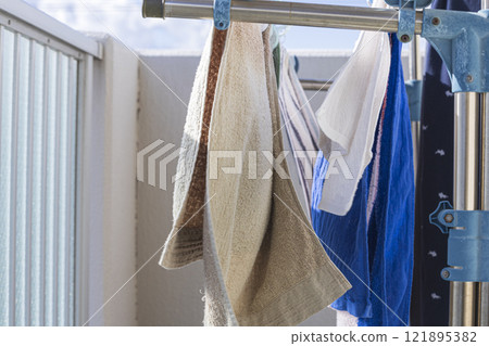 Laundry dried on the veranda Laundry dried on the veranda 121895382