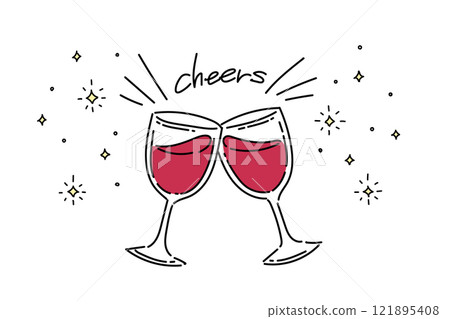 Illustration of a man toasting wine (red wine) Sparkling 121895408