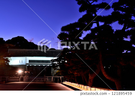 Tokyo: Night view of the illuminated Sakashita Gate of the Imperial Palace Tokyo: Night view of the illuminated Sakashita Gate of the Imperial Palace 121895459