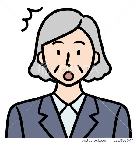 Senior woman in a suit (surprised + mark) 121895544