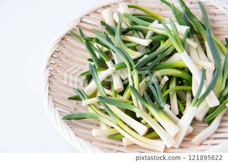 Chives in a colander 121895622