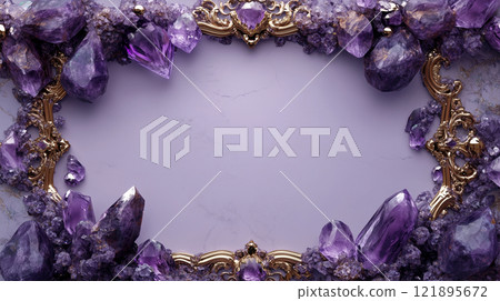 Sparkling amethyst crystal frame - Stock Illustration [121895672] - PIXTA