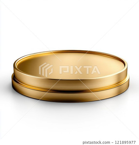 Golden Empty Platform Display Isolated on White Background Golden Empty Platform Display Isolated on White Background 121895977