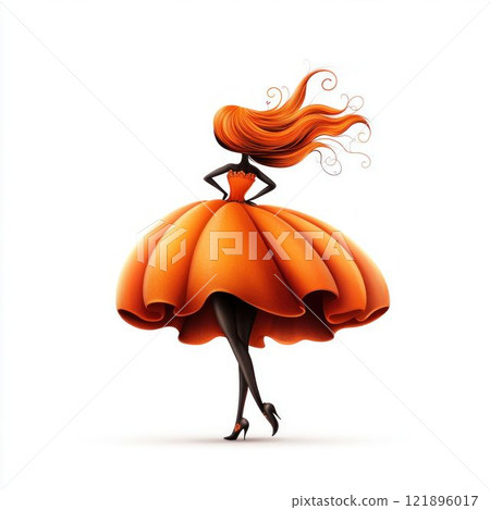 Pumpkin Girl Character Isolated on White 121896017