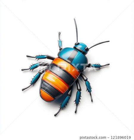 Colorful Robotic Beetles Isolated on White Background 121896019