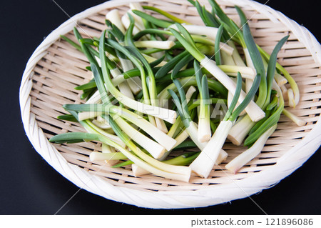 Chives in a colander 121896086