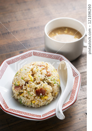 Fried rice and hot and sour soup Fried rice and hot and sour soup 121896260