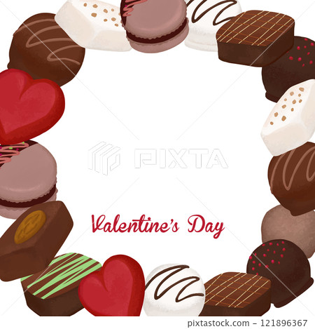 可用於情人節的手繪巧克力插畫框架 121896367