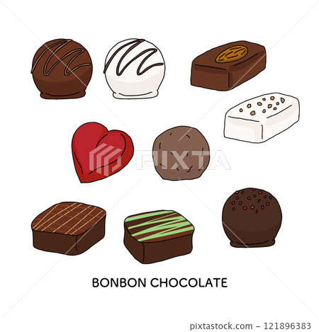 Bonbon 巧克力線描插圖 Bonbon 巧克力線描插圖 121896383
