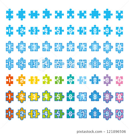 Illustration of jigsaw puzzle numbers icon 121896506