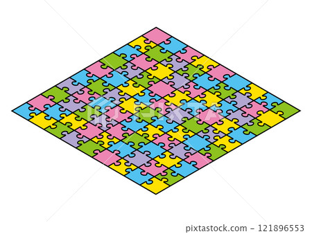 A simple jigsaw puzzle seen from above A simple jigsaw puzzle seen from above 121896553