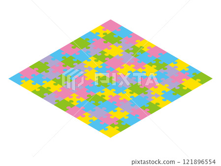 A simple jigsaw puzzle seen from above A simple jigsaw puzzle seen from above 121896554