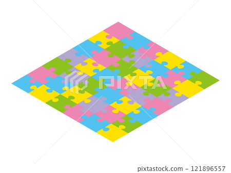 A simple jigsaw puzzle seen from above A simple jigsaw puzzle seen from above 121896557