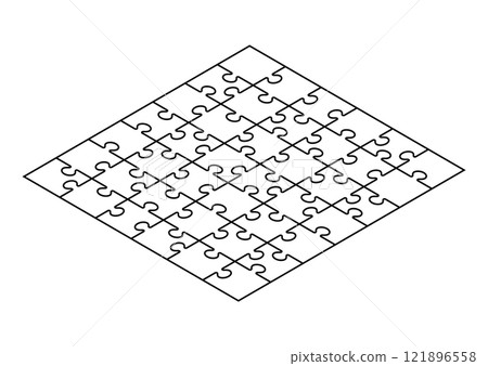 A simple jigsaw puzzle seen from above 121896558
