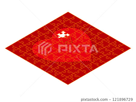 Simple jigsaw puzzle illustrations inspired by Valentine's Day and Christmas 121896729