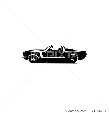 1965 ford mustang silhouette logo. isolated white background view from the side. best for logo, badge, emblem, icon, sticker design. available in eps 10 121896761