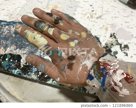 Hands with paint Hands with paint 121896860