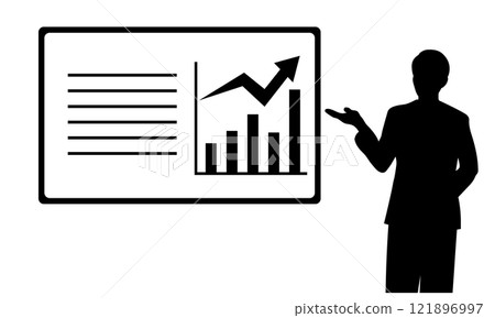 Silhouette illustration of a businessman giving a presentation 121896997