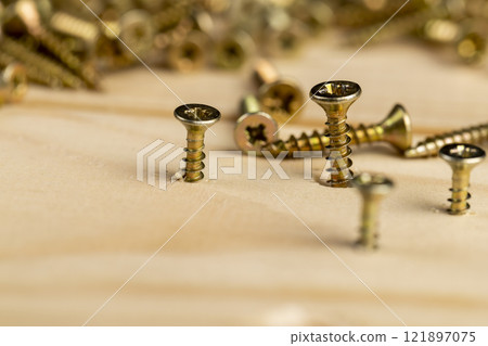 yellow metal self-tapping screws for fixing wooden boards and other wood products 121897075