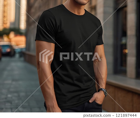 Mockup of a Black T-Shirt in Urban Alley 121897444